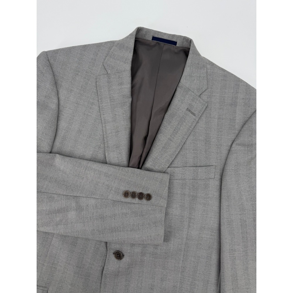 Daniel Cremieux Blazer Mens 42L Gray Herringbone Loro Piana‎ Italy Sport Coat